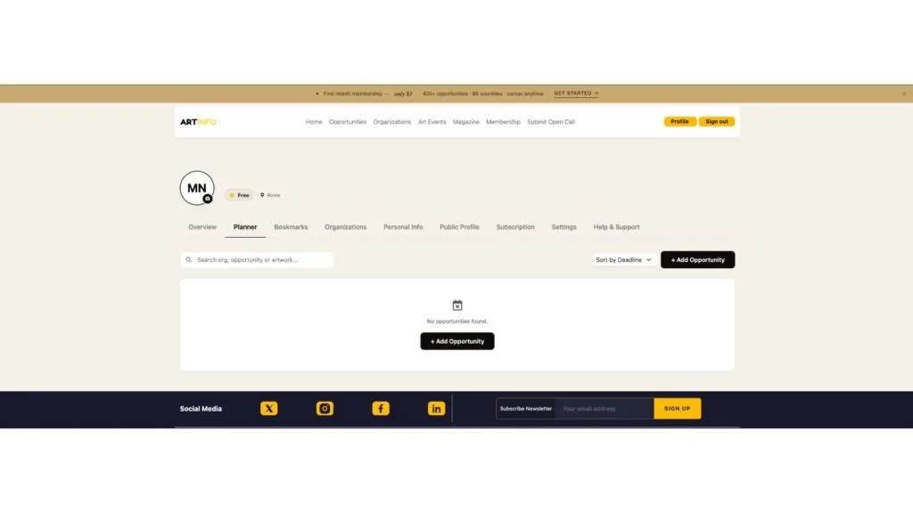 Screenshot of profile tools on Artinfoland